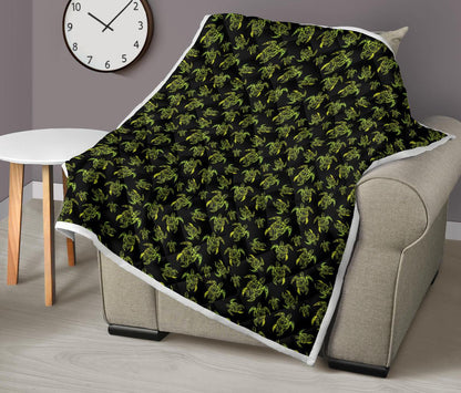 Green Tribal Turtle Polynesian Themed Premium Quilt-JTAMIGO.COM