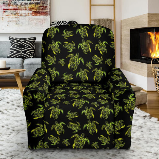 Green Tribal Turtle Polynesian Themed Single Sofa Slipcover -JTAMIGO.COM