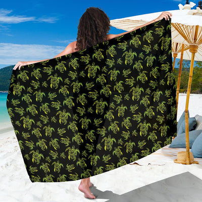 Green Tribal Turtle Polynesian Themed Sarong Pareo Wrap
