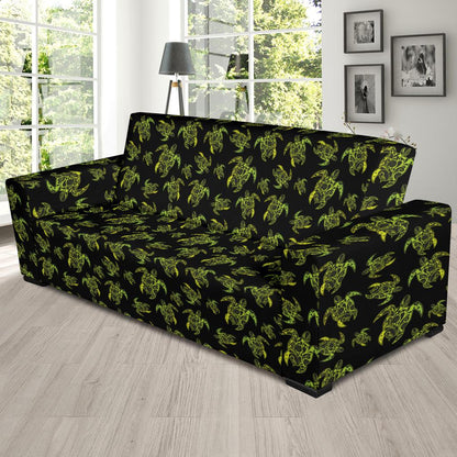 Green Tribal Turtle Polynesian Themed Sofa Slipcover-JTAMIGO.COM