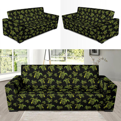 Green Tribal Turtle Polynesian Themed Sofa Slipcover-JTAMIGO.COM