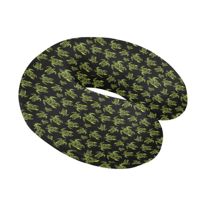 Green Tribal Turtle Polynesian Themed U-Shaped Travel Neck Pillow-JTAMIGO.COM
