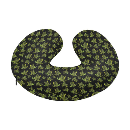 Green Tribal Turtle Polynesian Themed U-Shaped Travel Neck Pillow-JTAMIGO.COM