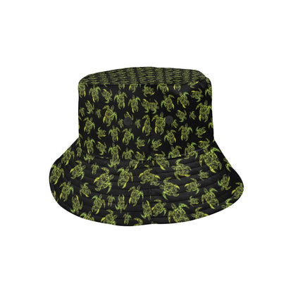 Green Tribal Turtle Polynesian Themed Unisex Bucket Hat