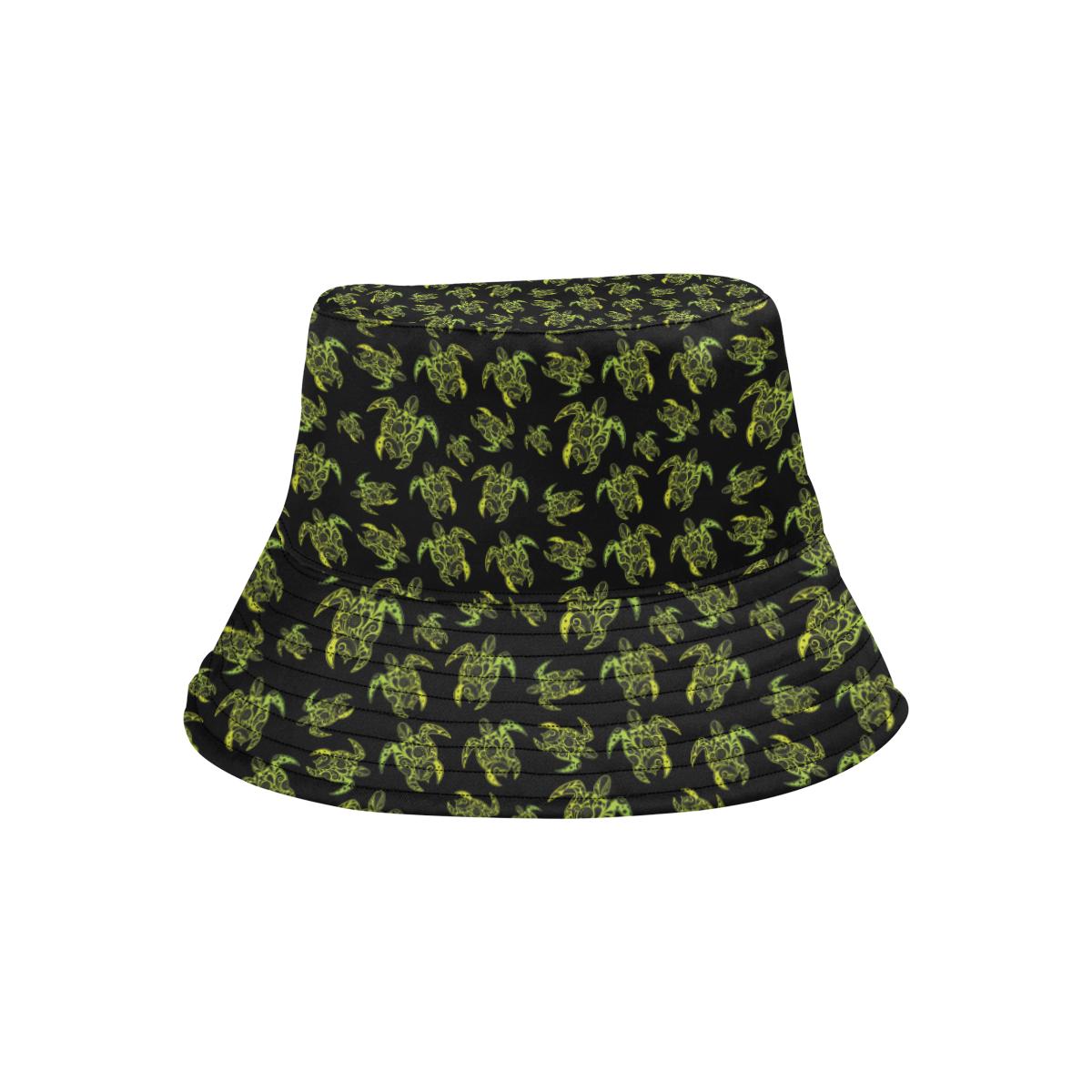 Green Tribal Turtle Polynesian Themed Unisex Bucket Hat