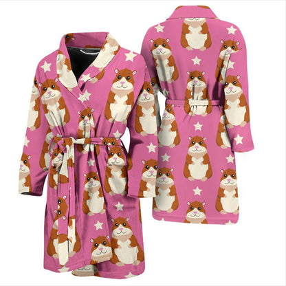 Hamster Cute Pattern Print Design 02 Men Bathrobe-JORJUNE.COM