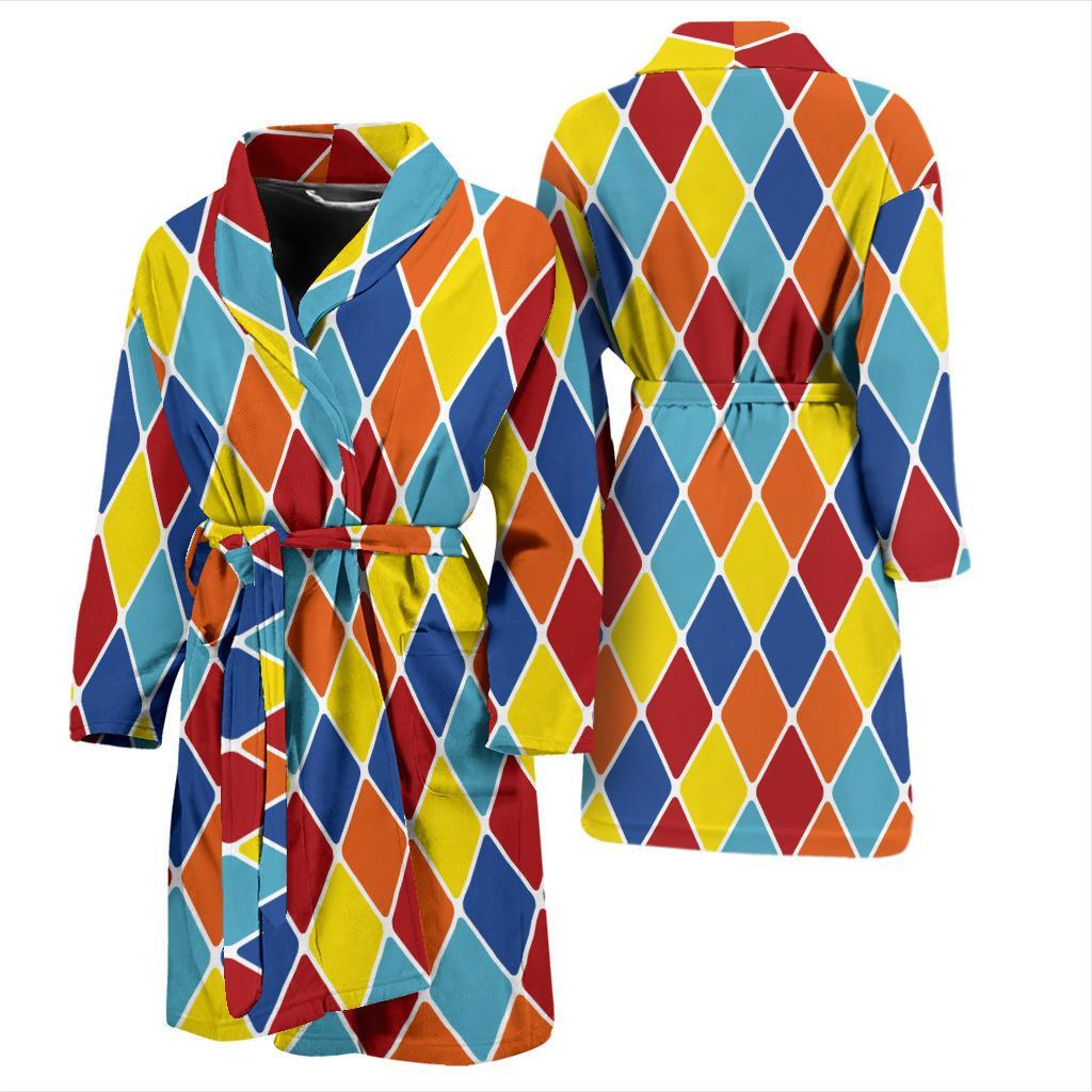 Harlequin Pattern Print Design 01 Men Bathrobe-JORJUNE.COM