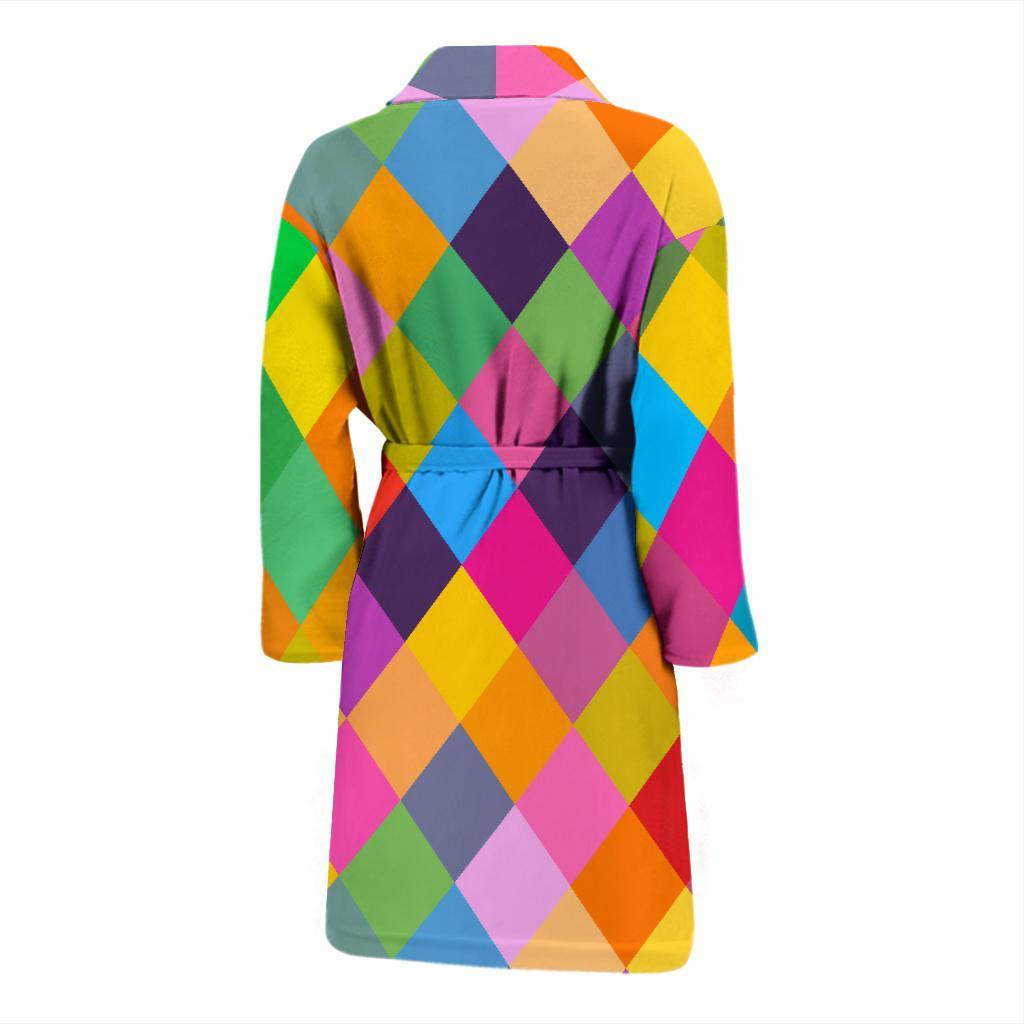 Harlequin Pattern Print Design 02 Men Bathrobe-JORJUNE.COM