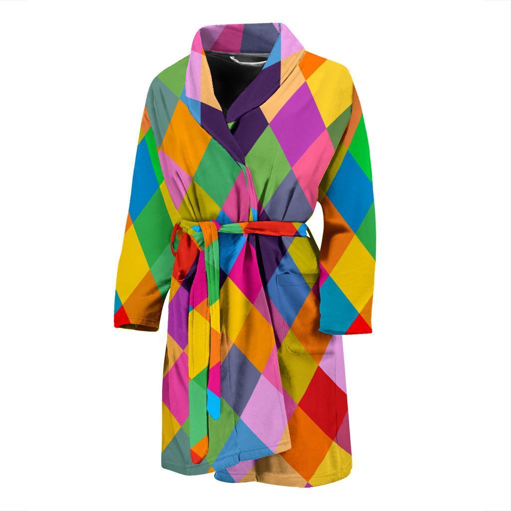 Harlequin Pattern Print Design 02 Men Bathrobe-JORJUNE.COM
