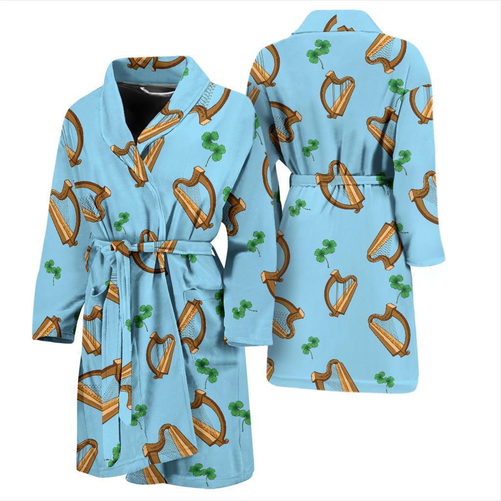 Harp Pattern Print Design 01 Men Bathrobe-JORJUNE.COM