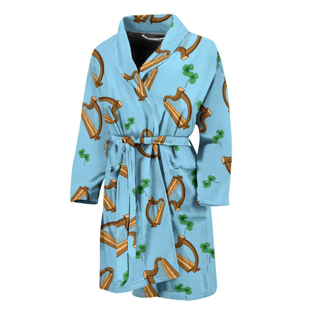 Harp Pattern Print Design 01 Men Bathrobe-JORJUNE.COM
