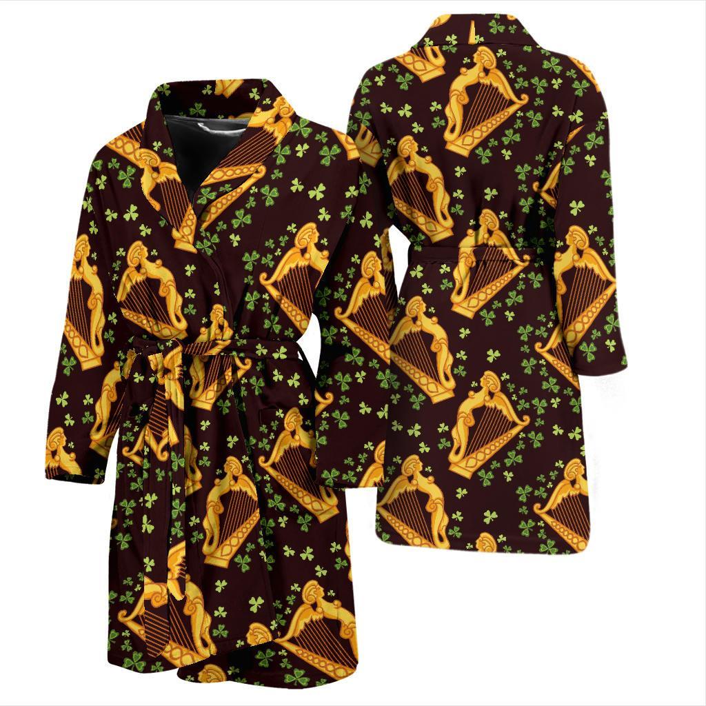 Harp Pattern Print Design 02 Men Bathrobe-JORJUNE.COM