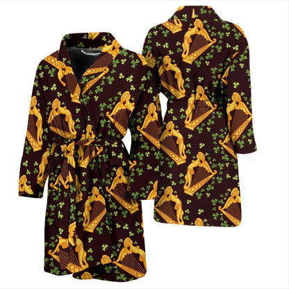 Harp Pattern Print Design 02 Men Bathrobe-JORJUNE.COM