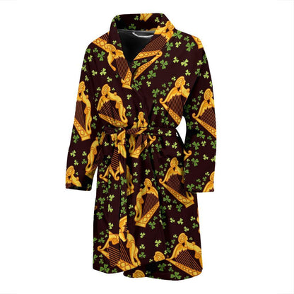 Harp Pattern Print Design 02 Men Bathrobe-JORJUNE.COM