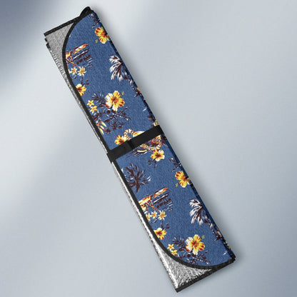 Hawaiian Flower Blue Print Car Sun Shade For Windshield