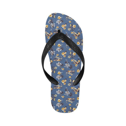 Hawaiian Flower Blue Print Flip Flops-JTAMIGO.COM