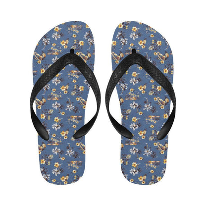Hawaiian Flower Blue Print Flip Flops-JTAMIGO.COM