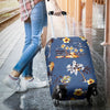 Hawaiian Flower Blue Print Luggage Cover Protector
