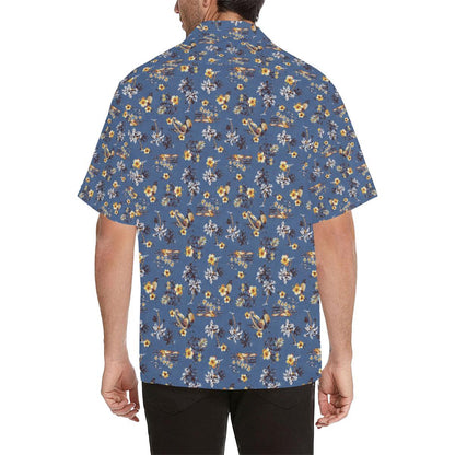 Hawaiian Flower Blue Print Men Aloha Hawaiian Shirt