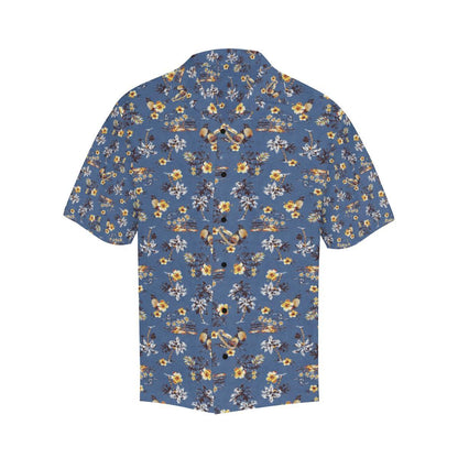 Hawaiian Flower Blue Print Men Aloha Hawaiian Shirt