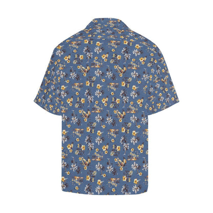 Hawaiian Flower Blue Print Men Aloha Hawaiian Shirt