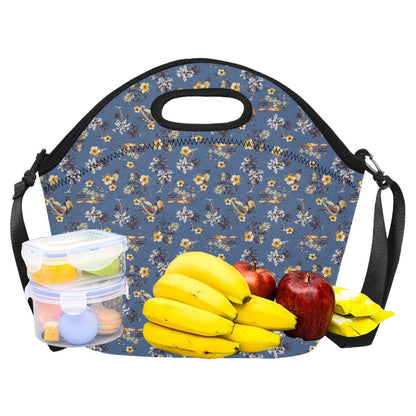 Hawaiian Flower Blue Print Neoprene Lunch Bag (Model 1669)(Large)-JTAMIGO.COM