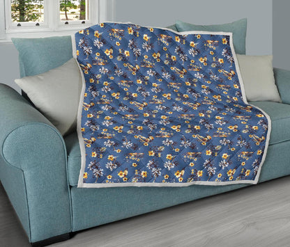 Hawaiian Flower Blue Print Premium Quilt-JTAMIGO.COM