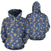 Hawaiian Flower Blue Print Pullover Hoodie