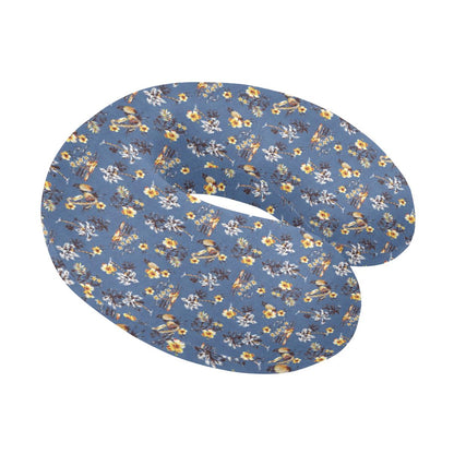 Hawaiian Flower Blue Print U-Shaped Travel Neck Pillow-JTAMIGO.COM
