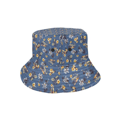 Hawaiian Flower Blue Print Unisex Bucket Hat