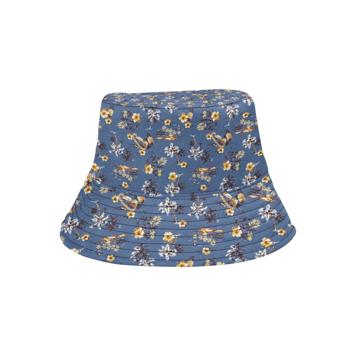 Hawaiian Flower Blue Print Unisex Bucket Hat
