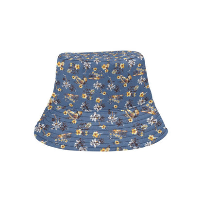 Hawaiian Flower Blue Print Unisex Bucket Hat
