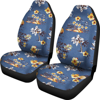 Hawaiian Flower Blue Print Universal Fit Car Seat Covers