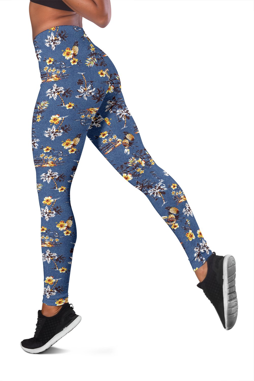 Hawaiian Flower Blue Print Women Leggings
