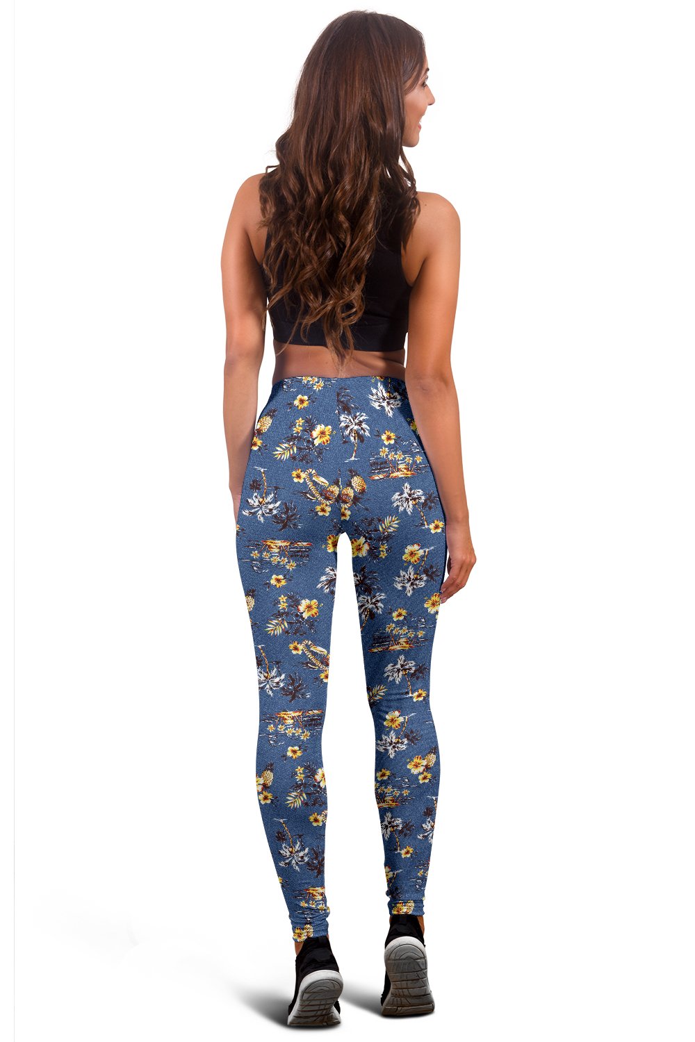Hawaiian Flower Blue Print Women Leggings