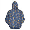 Hawaiian Flower Blue Print Zip Up Hoodie