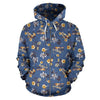 Hawaiian Flower Blue Print Zip Up Hoodie