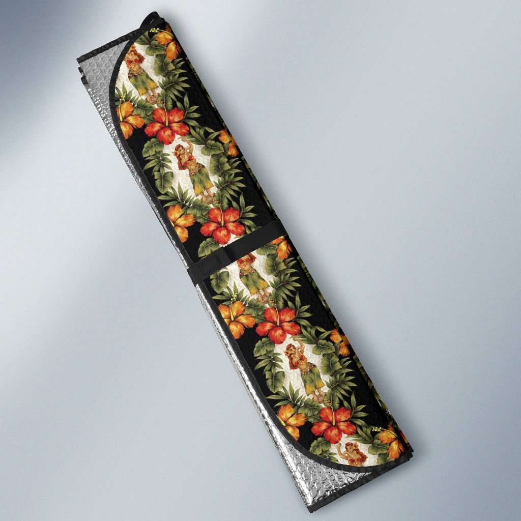 Hawaiian Flower Hula Hibiscus Print Car Sun Shade For Windshield