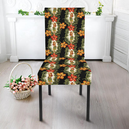 Hawaiian Flower Hula Hibiscus Print Dining Chair Slipcover-JTAMIGO.COM