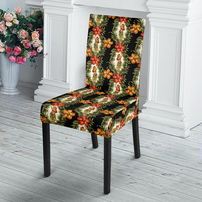 Hawaiian Flower Hula Hibiscus Print Dining Chair Slipcover-JTAMIGO.COM