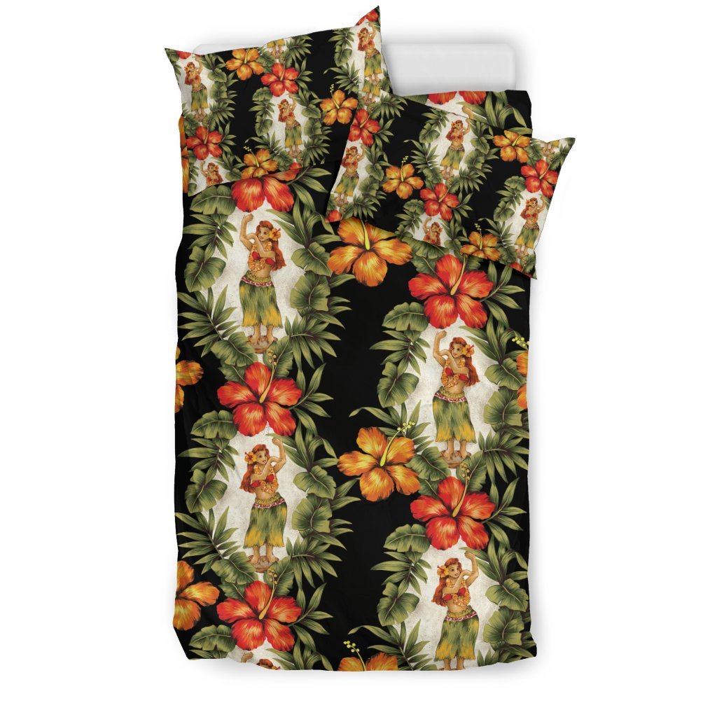 Hawaiian Flower Hula Hibiscus Print Duvet Cover Bedding Set