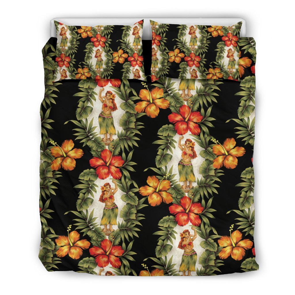 Hawaiian Flower Hula Hibiscus Print Duvet Cover Bedding Set