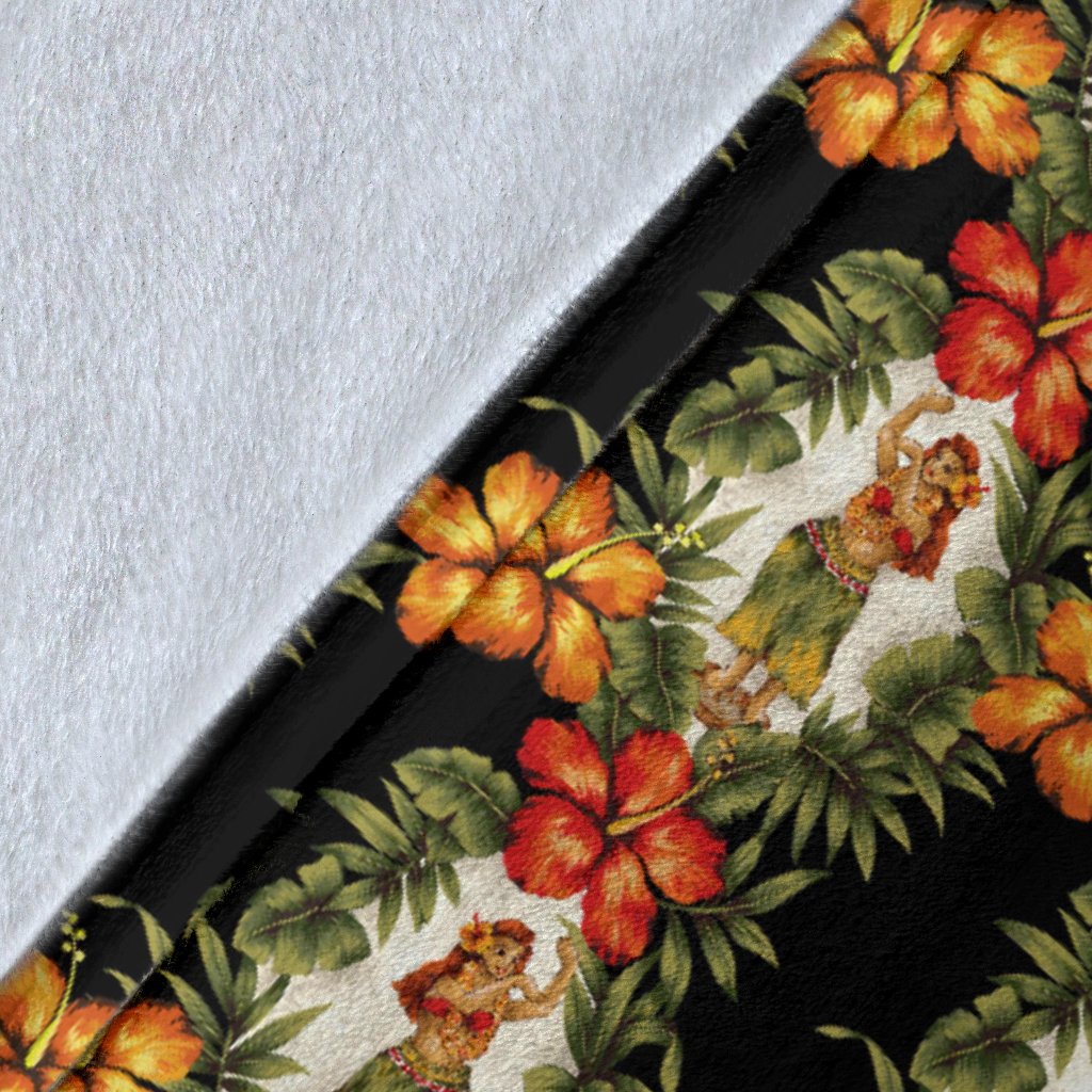 Hawaiian Flower Hula Hibiscus Print Fleece Blanket