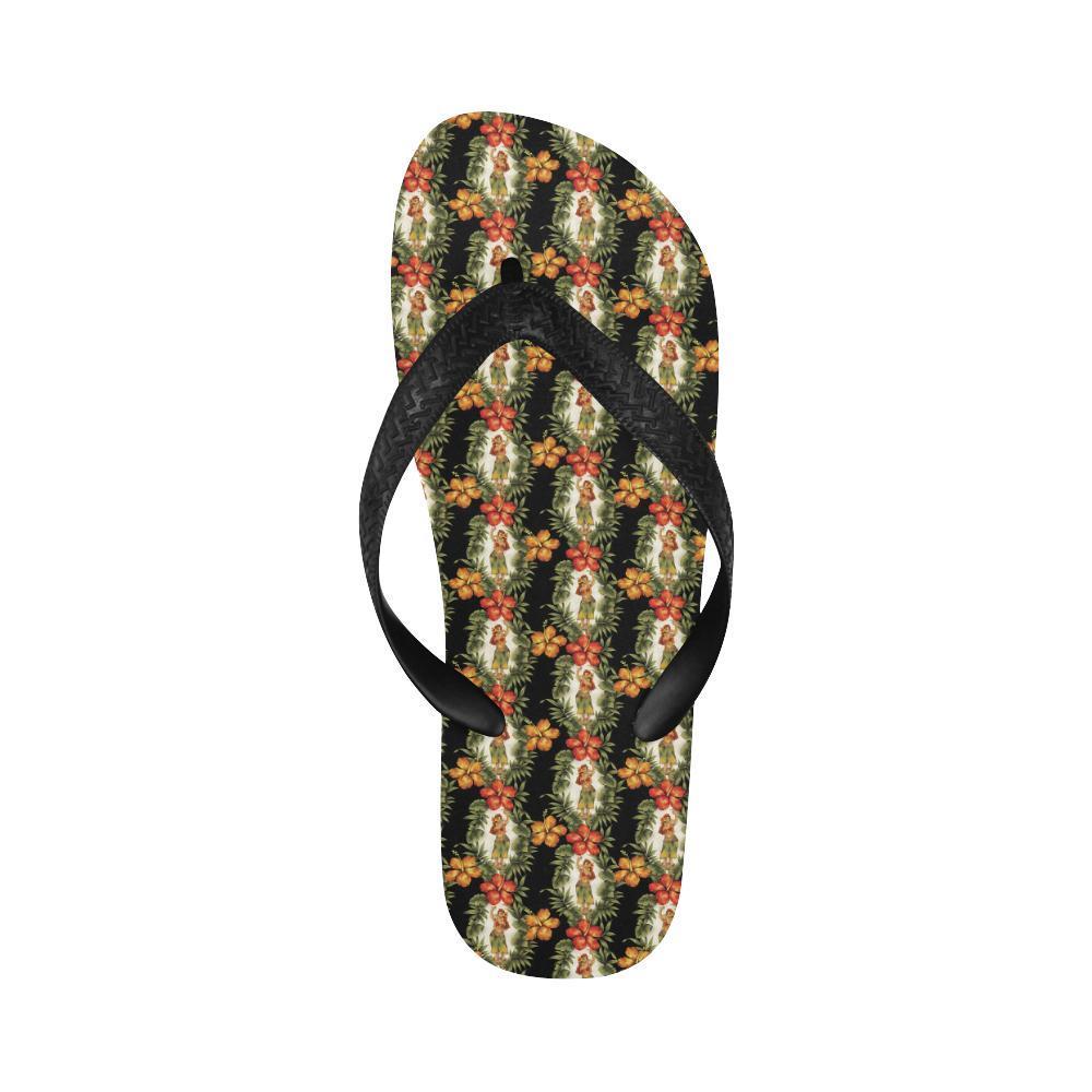 Hawaiian Flower Hula Hibiscus Print Flip Flops-JTAMIGO.COM