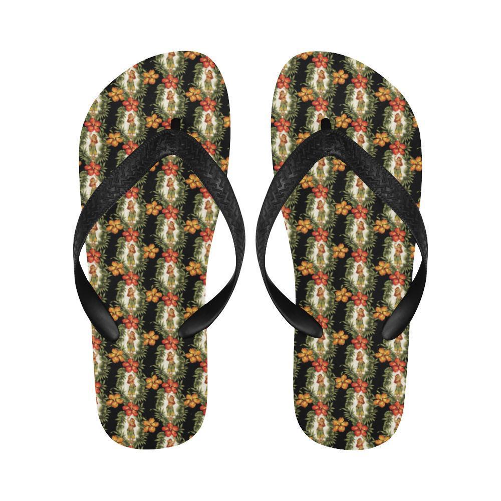 Hawaiian Flower Hula Hibiscus Print Flip Flops-JTAMIGO.COM