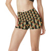 Hawaiian Flower Hula Hibiscus Print High Waisted Spandex Shorts-JTAMIGO.COM