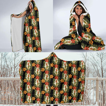 Hawaiian Flower Hula Hibiscus Print Hooded Blanket-JTAMIGO.COM