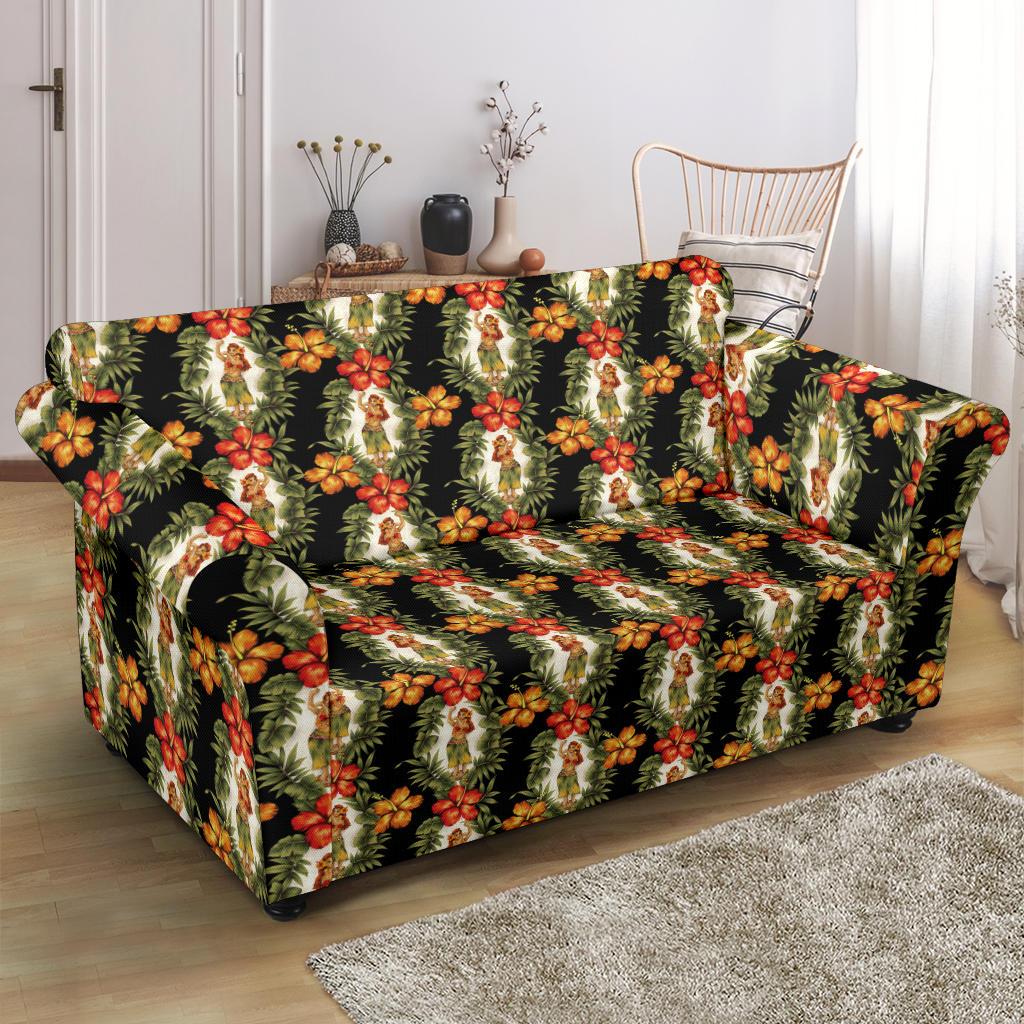 Hawaiian Flower Hula Hibiscus Print Loveseat Slipcover-JTAMIGO.COM