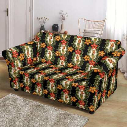 Hawaiian Flower Hula Hibiscus Print Loveseat Slipcover-JTAMIGO.COM