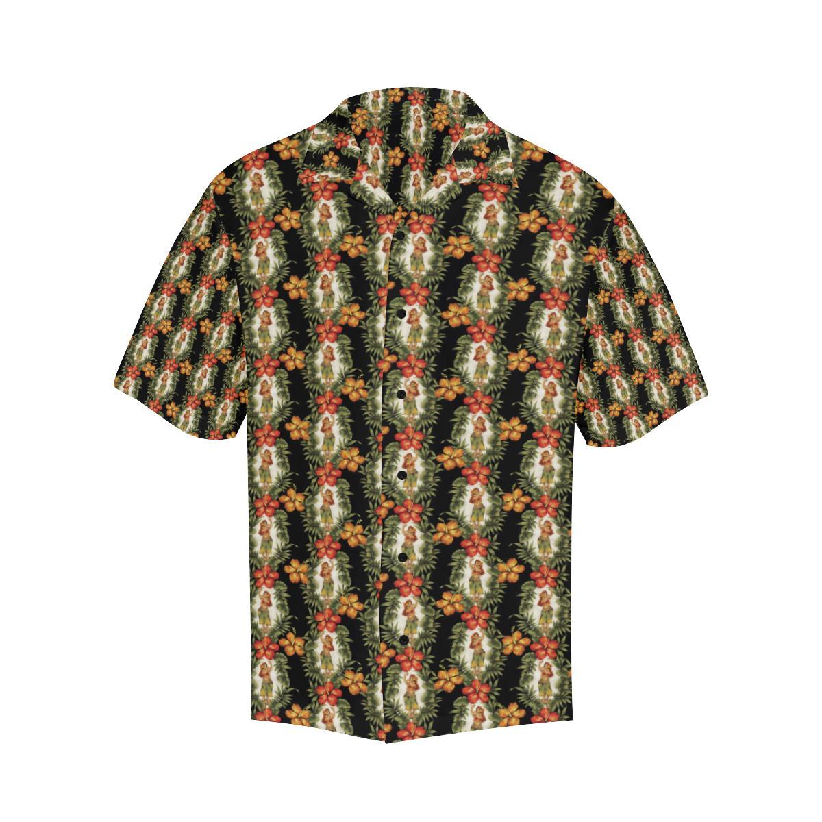 Hawaiian Flower Hula Hibiscus Print Men Aloha Hawaiian Shirt